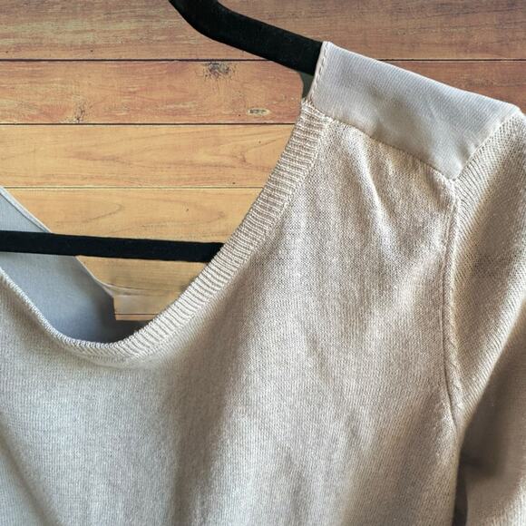 MM Couture taupe lightweight sweater with sheer back - Picture 5 of 7
